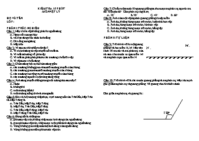 2 Đề kiểm tra 15 phút học kỳ I môn Vật lý Lớp 7